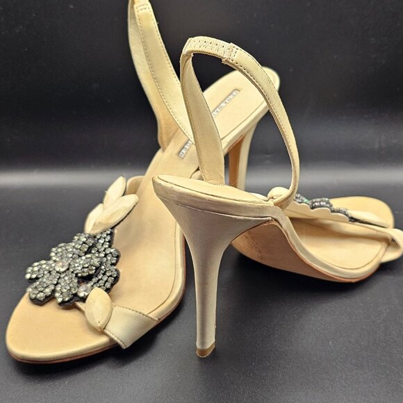 Vera Wang Lavender Cream Embellished Slingback Heels – Size 8 - Picture 8 of 10